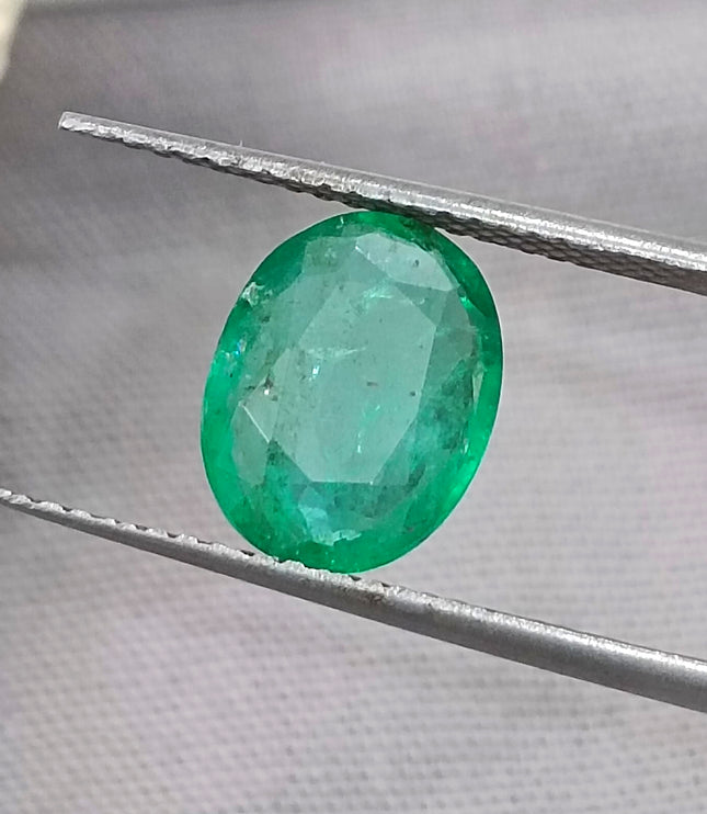 Certified 1.91ct Medium Green Zambian Emerald