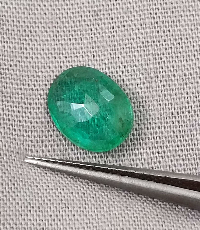 Certified 1.91ct Medium Green Zambian Emerald