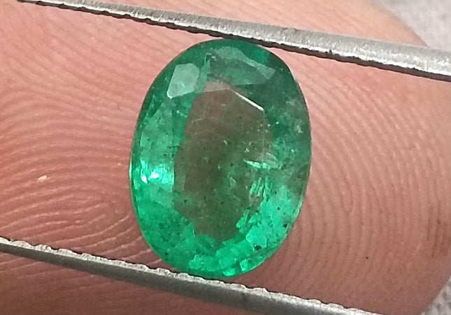 GSI Certified 1.64ct Water Green Zambian Emerald, Natura Gemstone