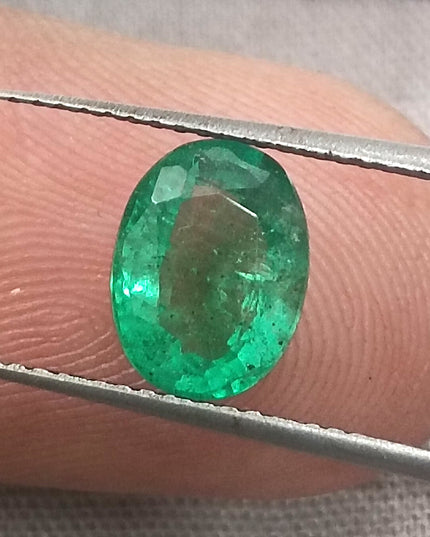 GSI Certified 1.64ct Water Green Zambian Emerald, Natura Gemstone
