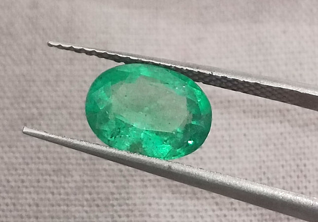 GSI Certified 1.64ct Water Green Zambian Emerald, Natura Gemstone