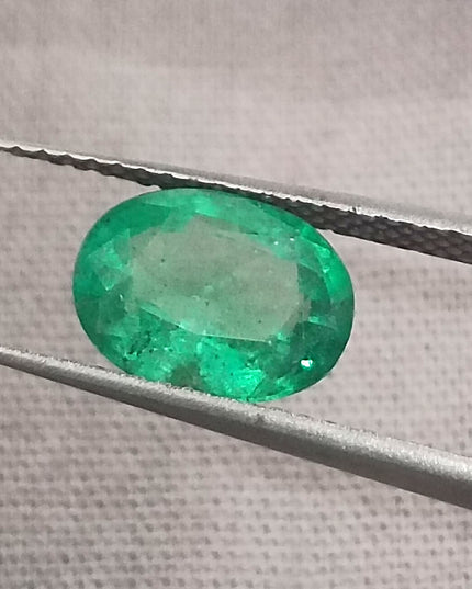 GSI Certified 1.64ct Water Green Zambian Emerald, Natura Gemstone