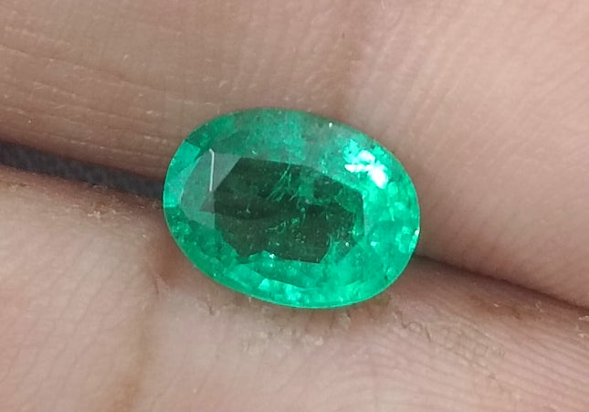 GSI Certified 1.64ct Water Green Zambian Emerald, Natura Gemstone