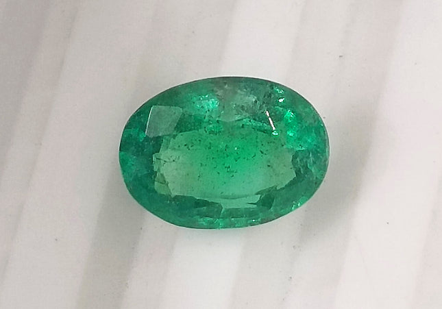GSI Certified 1.64ct Water Green Zambian Emerald, Natura Gemstone