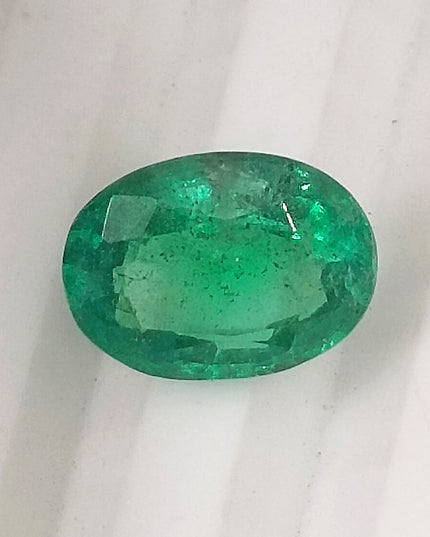 GSI Certified 1.64ct Water Green Zambian Emerald, Natura Gemstone