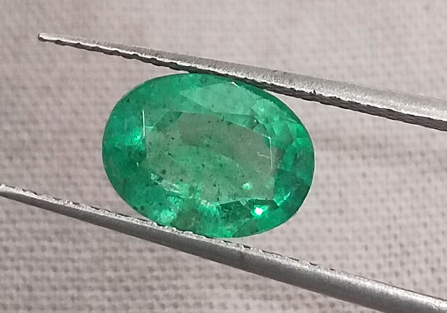 GSI Certified 1.64ct Water Green Zambian Emerald, Natura Gemstone