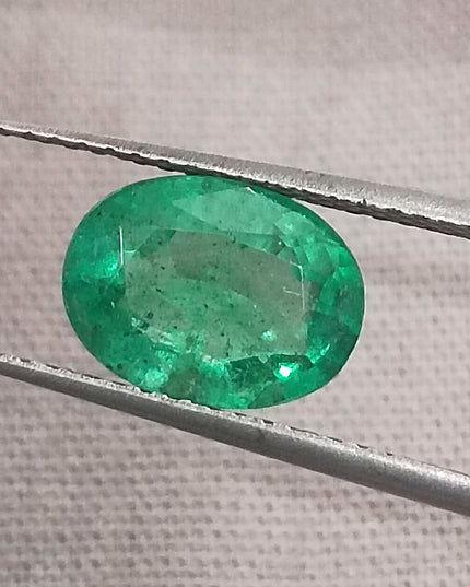 GSI Certified 1.64ct Water Green Zambian Emerald, Natura Gemstone