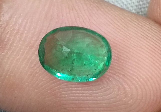 GSI Certified 1.64ct Water Green Zambian Emerald, Natura Gemstone