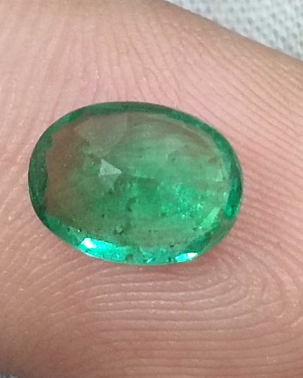 GSI Certified 1.64ct Water Green Zambian Emerald, Natura Gemstone