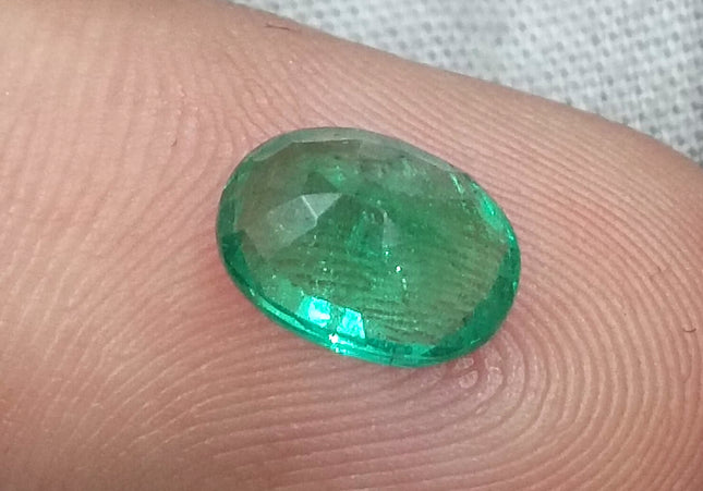 GSI Certified 1.64ct Water Green Zambian Emerald, Natura Gemstone