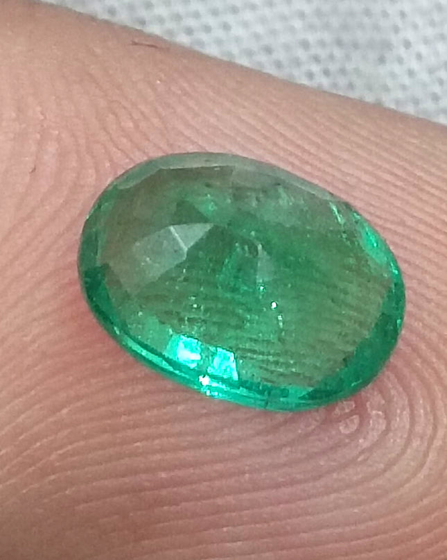 GSI Certified 1.64ct Water Green Zambian Emerald, Natura Gemstone