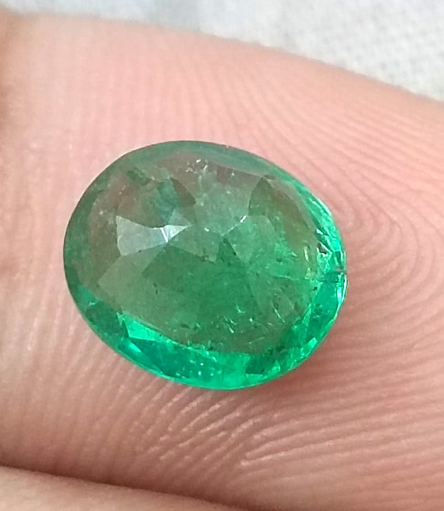 Certified 1.94ct Vivid Medium Green Emerald, Natural loose gemstone