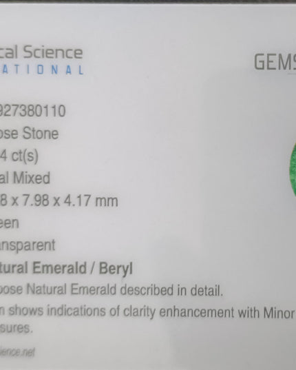 GSI Certified 1.94ct Vivid Medium Green Emerald, Natural loose gemstone