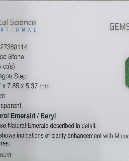 GSI Certified 2.55ct Neon Green Emerald, Natural Loose Gemstone