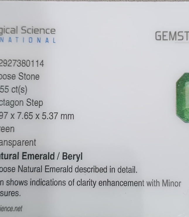 GSI Certified 2.55ct Neon Green Emerald, Natural Loose Gemstone