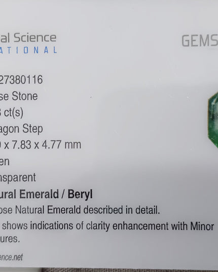 GSI Certified 2.43ct Vivid Medium Green Emerald, Natural earth mined Gemstone