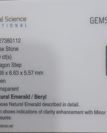 GSI Certified 3.19ct Zambian Emerald
