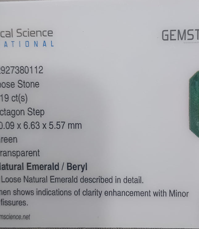 GSI Certified 3.19ct Zambian Emerald