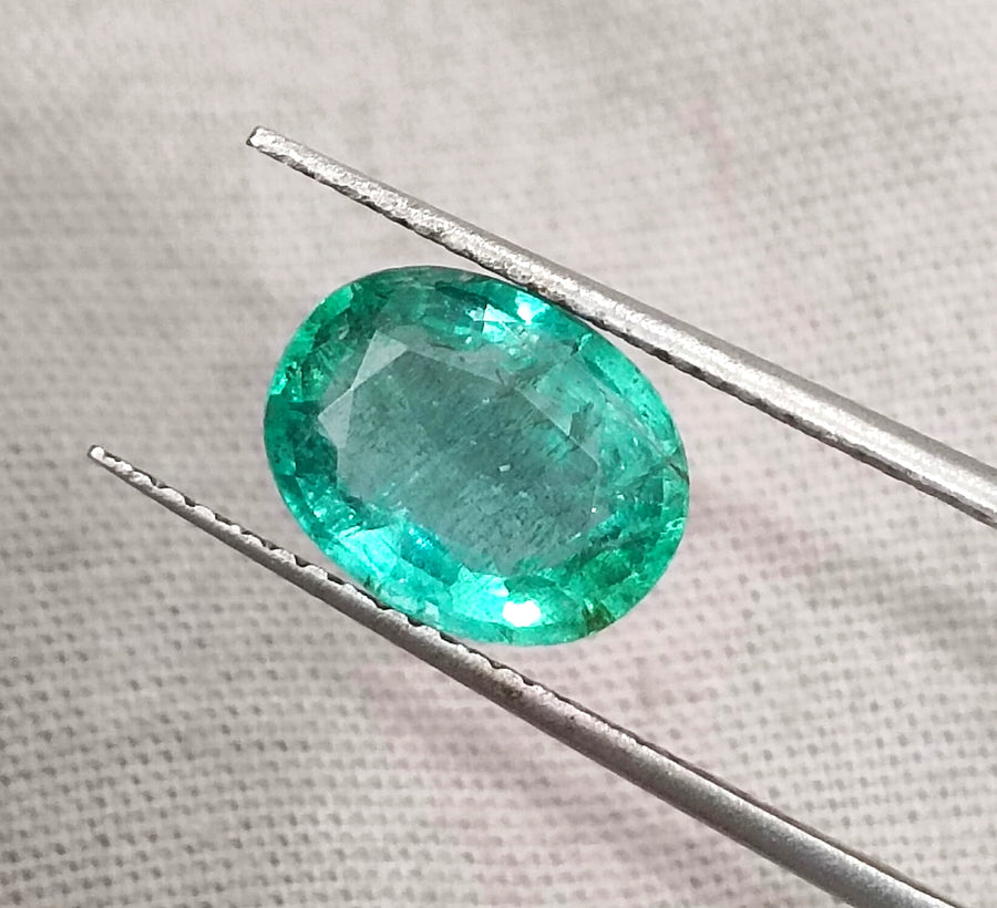 Zambian Emerald 2.13ct Certified Natural Oval Cut Loose Gemstone