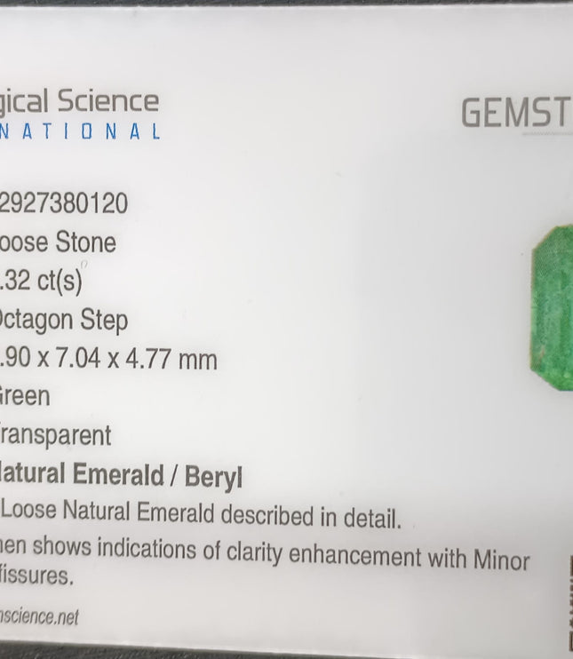 GSI Certified 2.32ct Vivid Medium Green Zambian Emerald, Natural Gemstone
