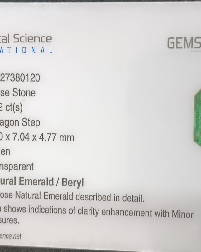 GSI Certified 2.32ct Vivid Medium Green Zambian Emerald, Natural Gemstone