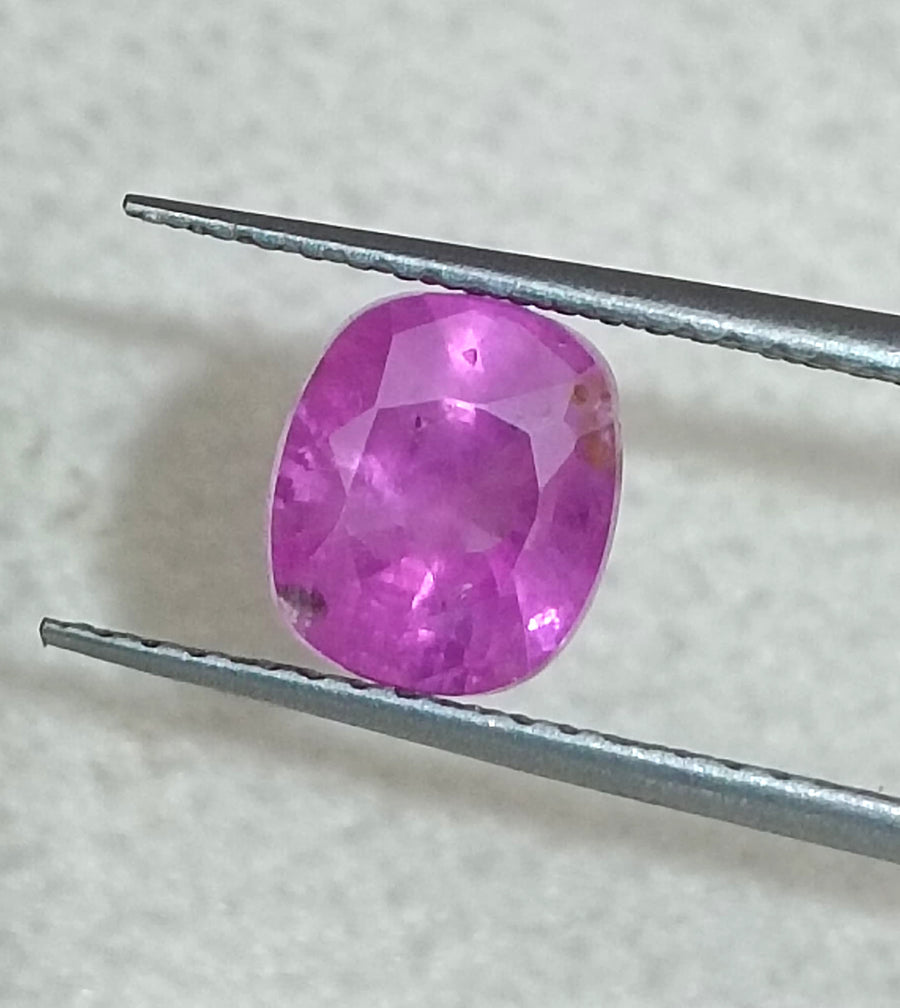 Unheated Vivid Deep Pink Sapphire 1.81ct Certified Natural Cushion Cut Gemstone