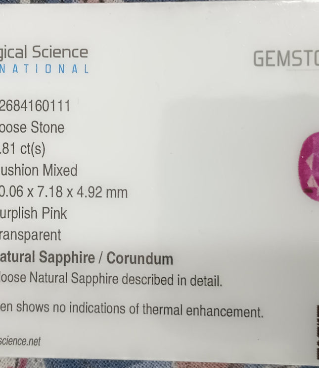 Pink Sapphire 1.81ct Certified Natural Untreated Gemstone