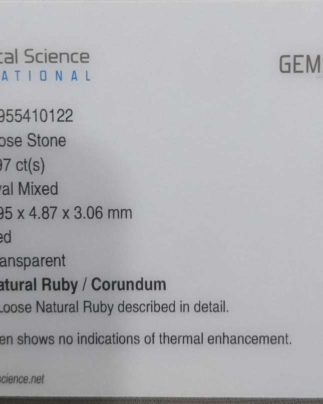 GSI Certified 0.97ct Mozambique Ruby, Natural Untreated Gemstonr