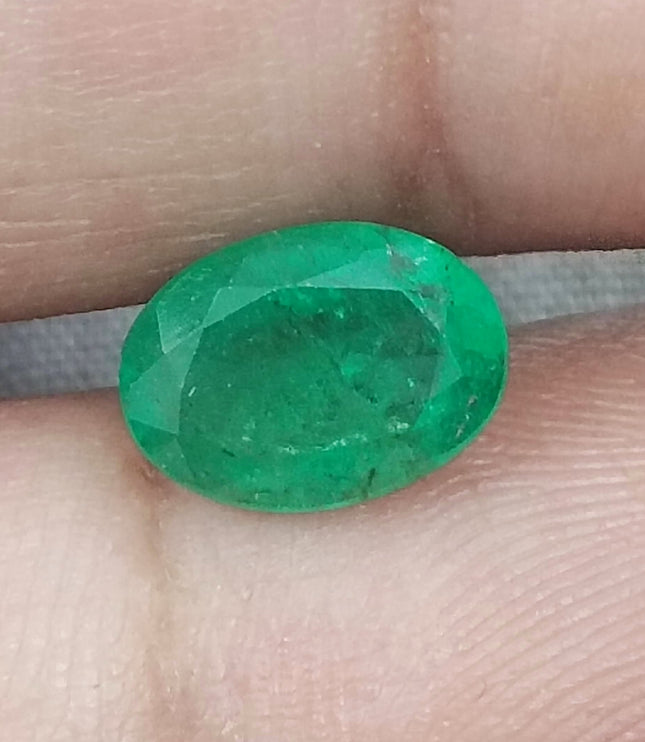 Certified 1.87ct Velvet Green Zambian Emerald, Natural Gemstone