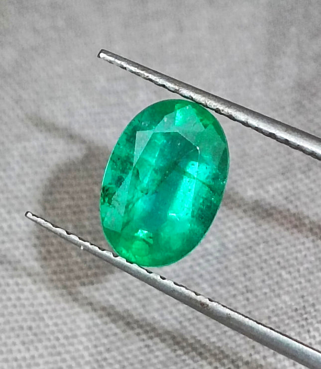 Certified 1.68ct Deep Green Natural Emerald, Minor Oiled Stone