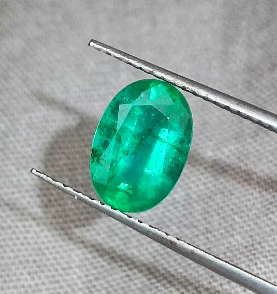 Certified 1.68ct Deep Green Natural Emerald, Minor Oiled Stone