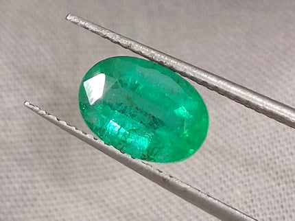 Certified 1.68ct Deep Green Natural Emerald, Minor Oiled Stone