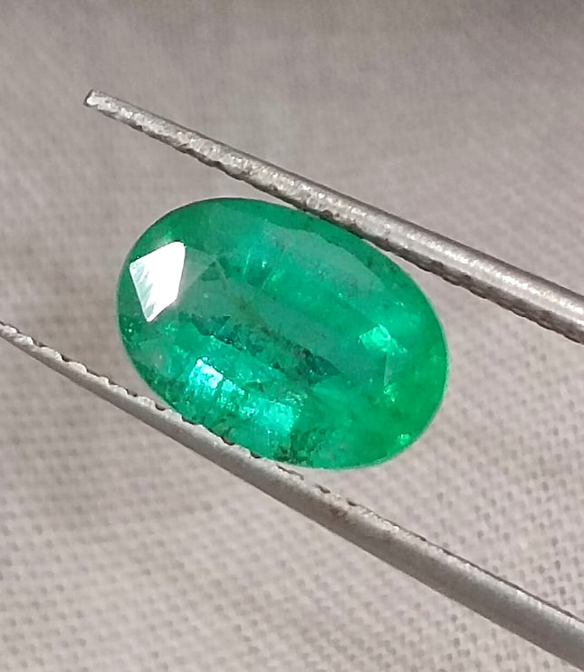 Certified 1.68ct Deep Green Natural Emerald, Minor Oiled Stone