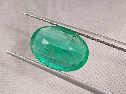 Certified 1.68ct Deep Green Natural Emerald, Minor Oiled Stone