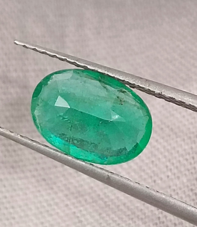 Certified 1.68ct Deep Green Natural Emerald, Minor Oiled Stone