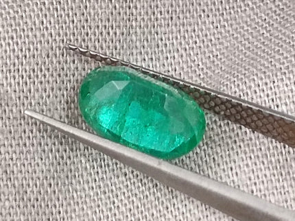 Certified 1.68ct Deep Green Natural Emerald, Minor Oiled Stone