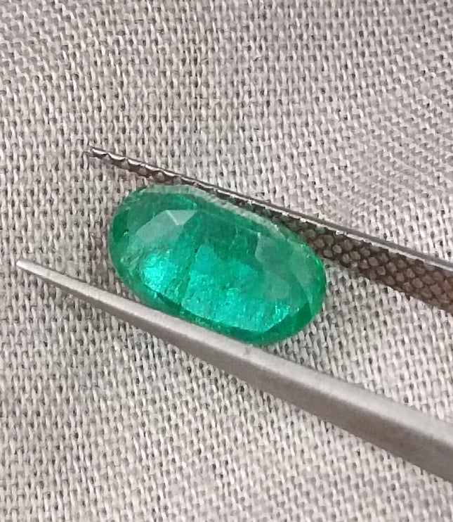 Certified 1.68ct Deep Green Natural Emerald, Minor Oiled Stone