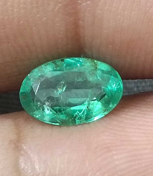 GSI Certified 1.28ct Zambian Emerald Pastel Green Natural Loose Gemstone