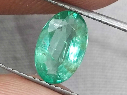 GSI Certified 1.28ct Zambian Emerald Pastel Green Natural Loose Gemstone