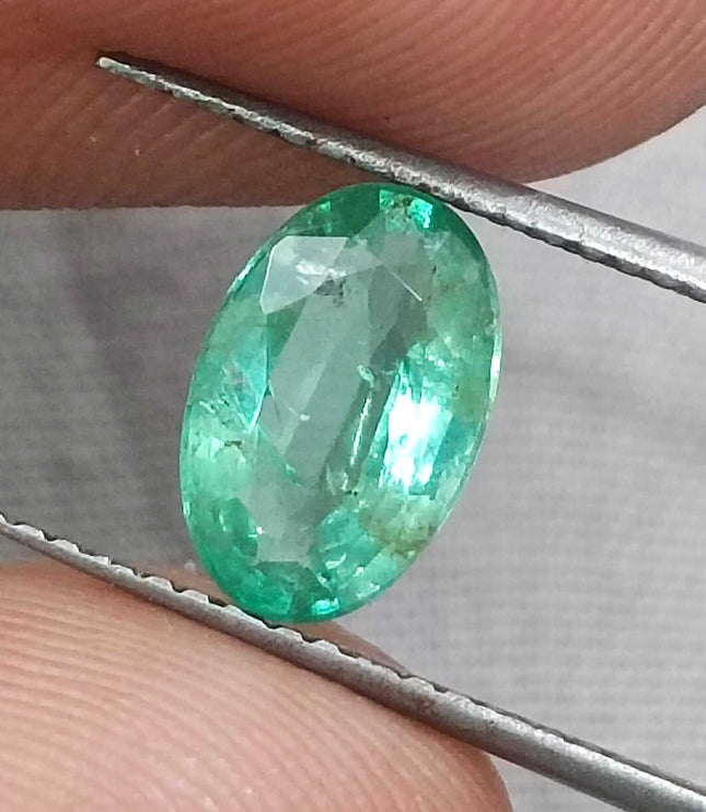 GSI Certified 1.28ct Zambian Emerald Pastel Green Natural Loose Gemstone