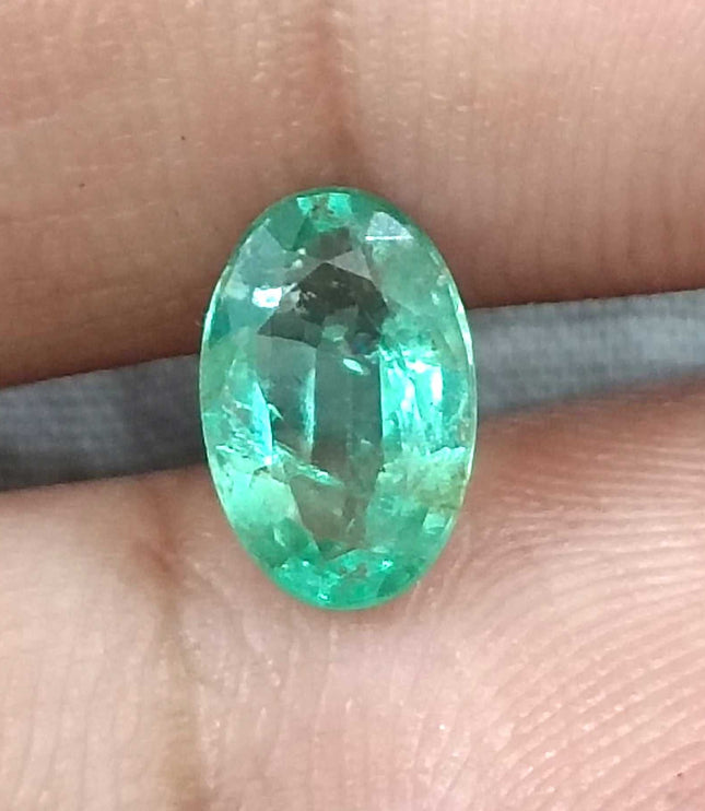 GSI Certified 1.28ct Zambian Emerald Pastel Green Natural Loose Gemstone