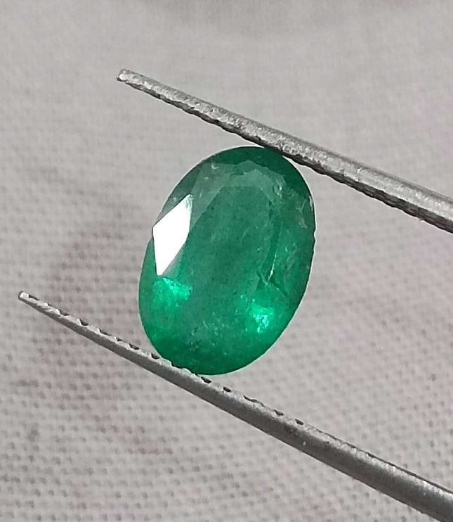 Certified 1.05 Deep Green Natural Zambian Emerald Stone.