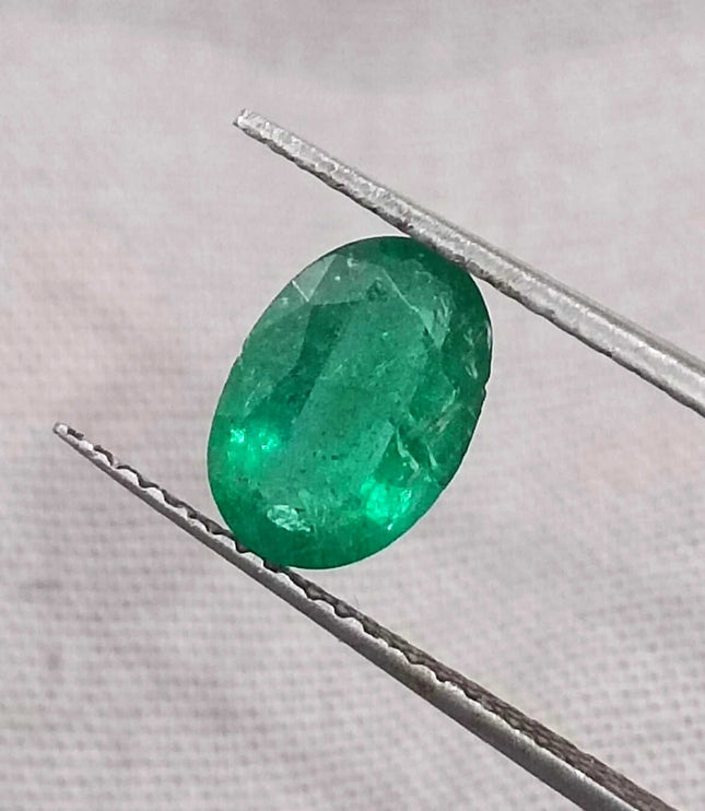 Certified 1.05 Deep Green Natural Zambian Emerald Stone.