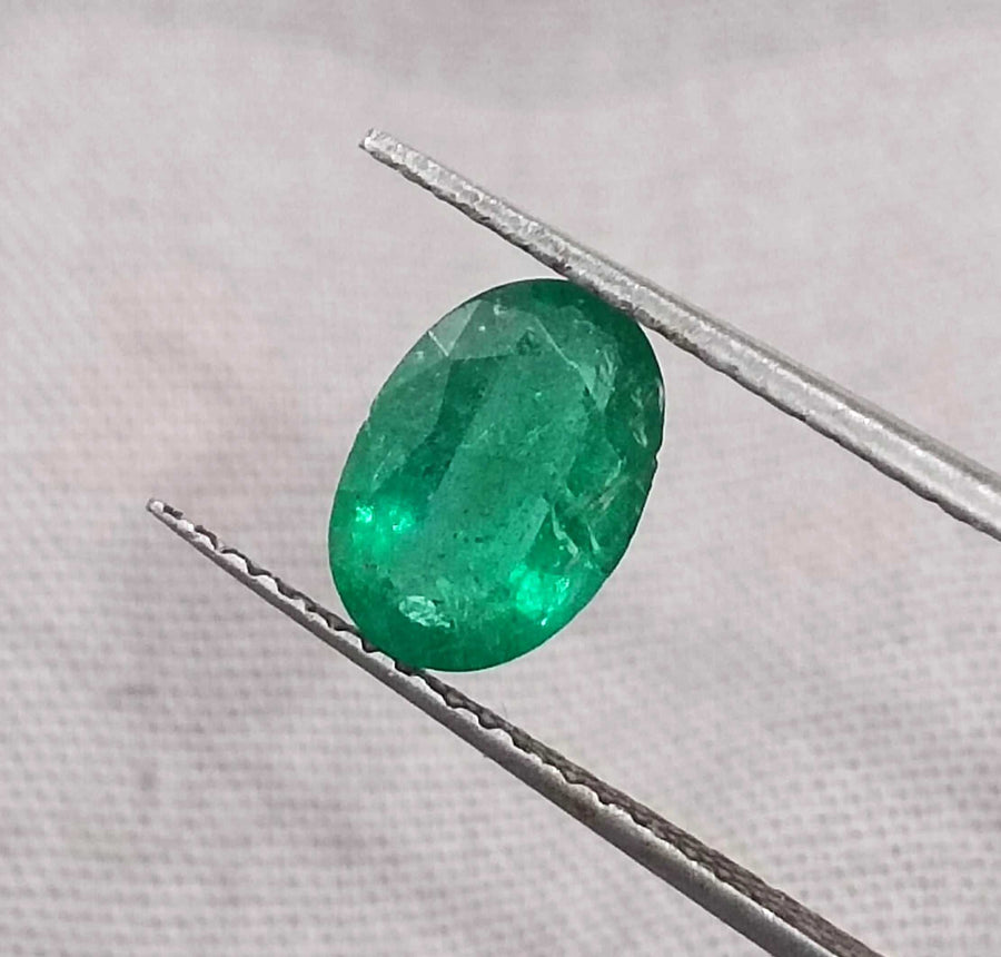 1.05 Deep Green Natural Emerald GSI Certified Zambian Oval Cut Stone