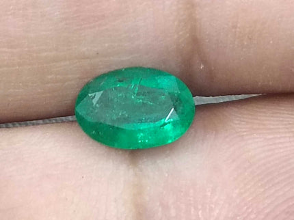 1.05 Deep Green Natural Emerald GSI Certified Zambian Oval Cut Stone