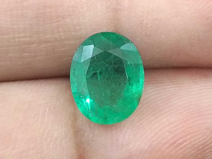 Zambian Emerald 2.57ct Certified Medium Green Natural Oval Cut Gemstone