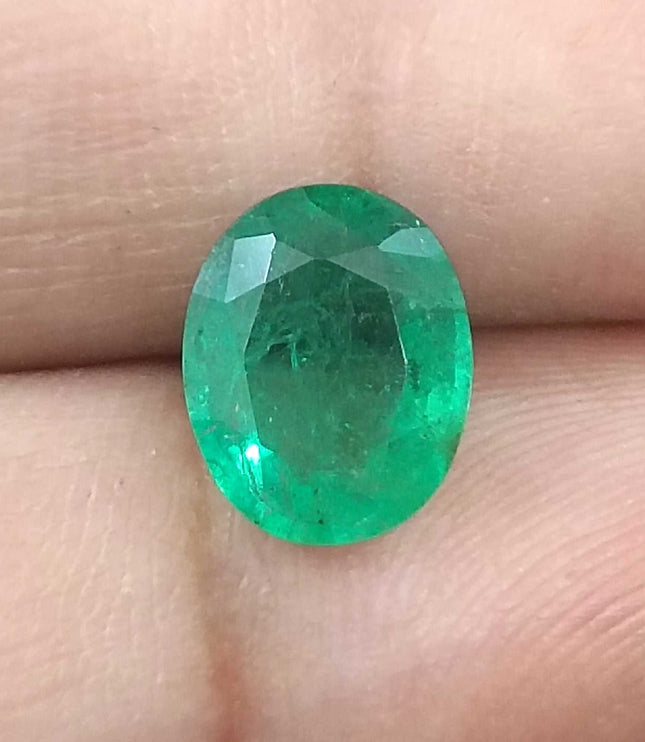 Zambian Emerald 2.57ct Certified Medium Green Natural Oval Cut Gemstone