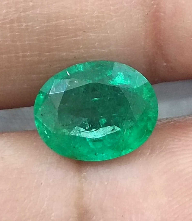Zambian Emerald 2.57ct Certified Medium Green Natural Oval Cut Gemstone