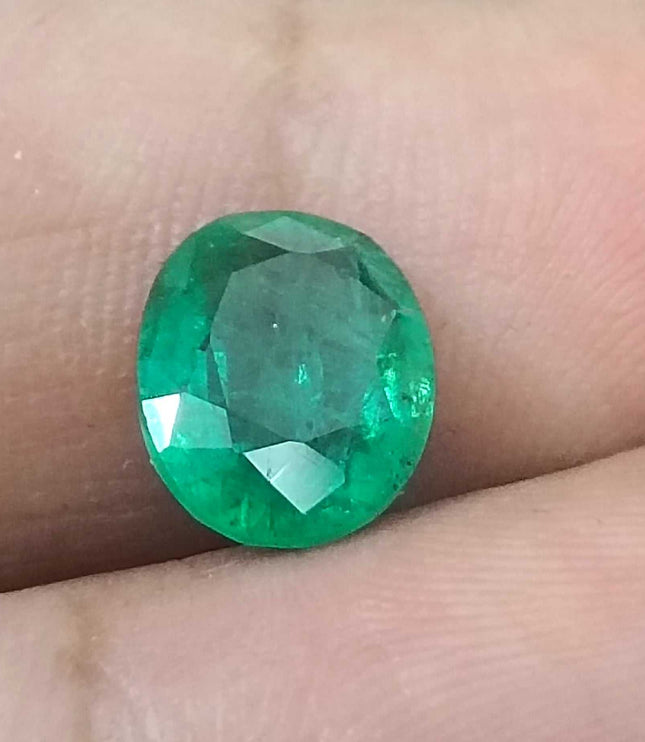 Zambian Emerald 2.57ct Certified Medium Green Natural Oval Cut Gemstone