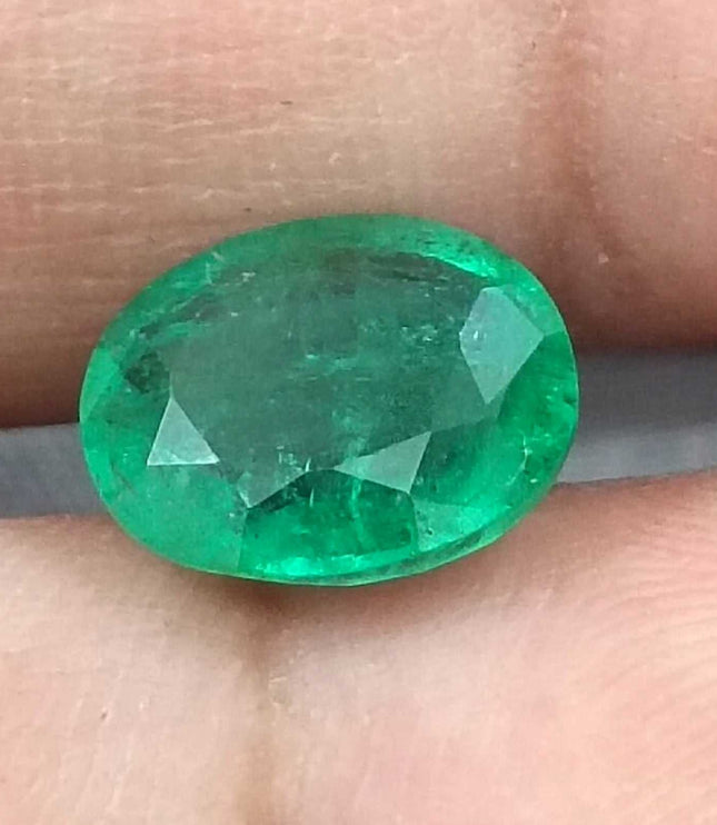 Zambian Emerald 2.57ct Certified Medium Green Natural Oval Cut Gemstone